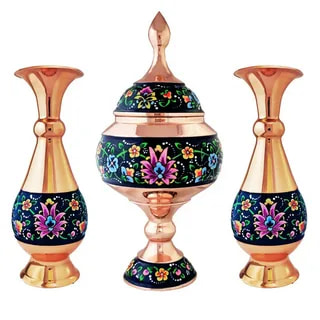 تصویر 2 از خرید و قیمت گلدان مینا کاری شده مسی + فروش صادراتی